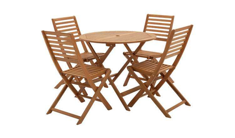 Argos Home Newbury 4 Seater Folding Wooden Patio Set - Free Click & Collect
