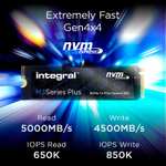 1TB - Integral M3 Plus PCIe Gen 4 x4 NVMe SSD - 5000MB/s, 3D TLC (PS5 Compatible) - £45.99 @ Amazon