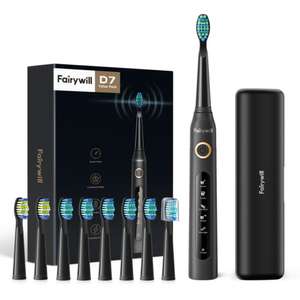 Fairywill D7 Sonic Electric Toothbrush x2 (Black & Pink) USB Rechargeable / 8 Heads / 5 Modes - £21.99 + Free Delivery @ thinkprice / eBay