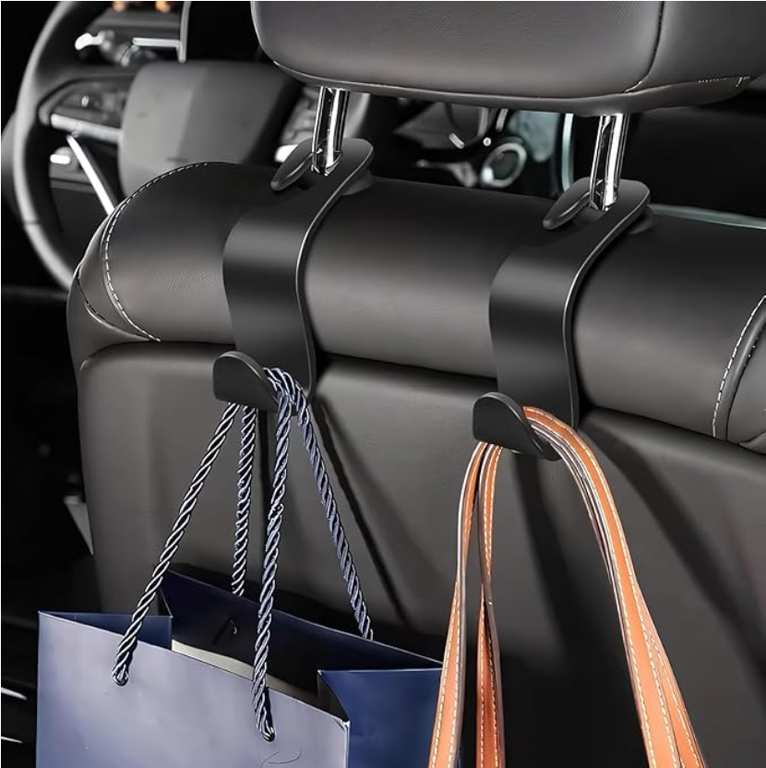4 Pack Car Back Seat Headrest Hooks for Coats Umbrellas Bags Handbag - Free Delivery with £15 Spend - Sold by Amazon Haul