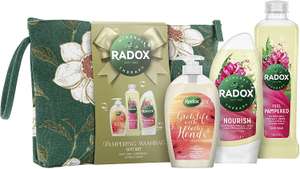 Radox Shea Butter and Ginger Pampering gift set - shower gel, antibacterial Hand wash & luxury wash bag £5.58 at Amazon