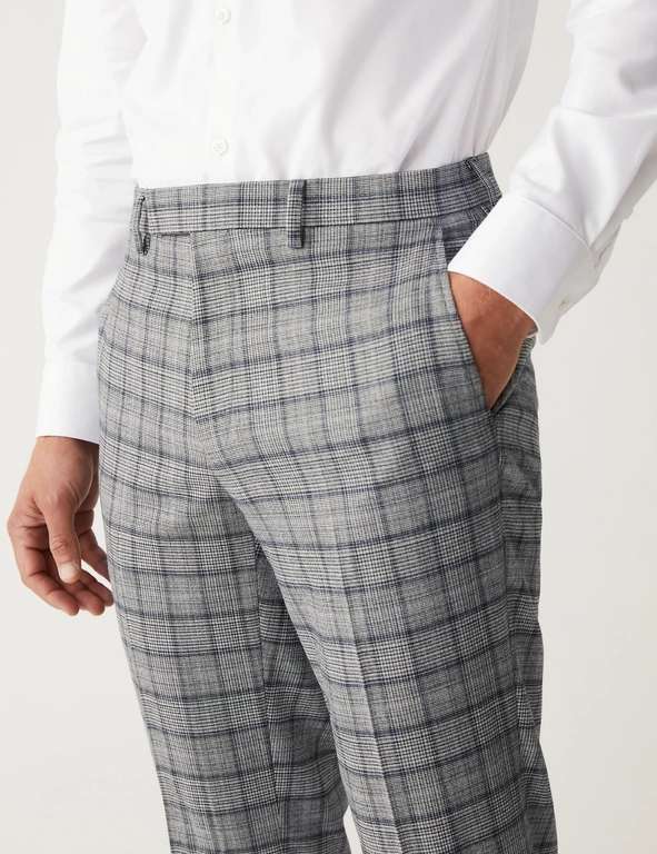 M&S Collection Slim Fit Grey Check Suit (Jacket £25 / Trousers £12) - £37 (Free Click & Collect) @ Marks & Spencer
