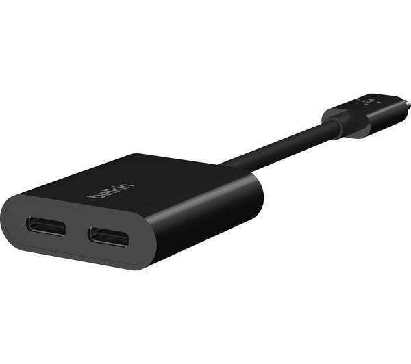 BELKIN F7U081btBLK Dual USB Type-C Audio and Charge Adapter (Supporting Up To 60W Charging) - £5.97 Free Collection @ Currys