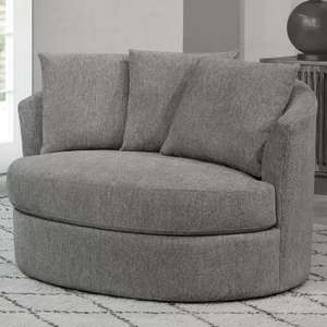 Thomasville Light Grey Fabric Swivel Chair (Members Only)