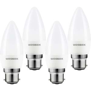 Wessex LED Frosted Dimmable Candle Bulb Lamp 4.2W BC 470lm - Free C&C