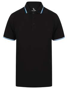 Cotton Polo Shirts With Tipping e.g. Osten Basic Cotton Pique Polo Black - With Code (5 Colours Available)