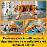 LEGO 31129 Creator 3 in 1 Majestic Tiger to Panda or Koi Fish Set, Animal Figures, Collectible Building Toy, Gifts for Kids £26.98 @ Amazon