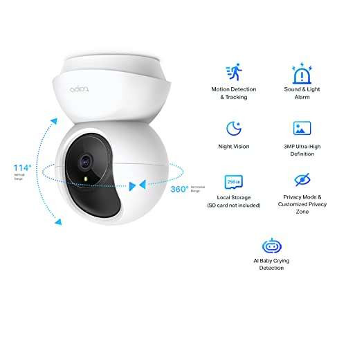Tapo 2K 3MP Pan Tilt Security Camera, Baby/Pet Dog AI Monitor, Smart Motion Detection & Tracking,2-Way Audio, Night Vision