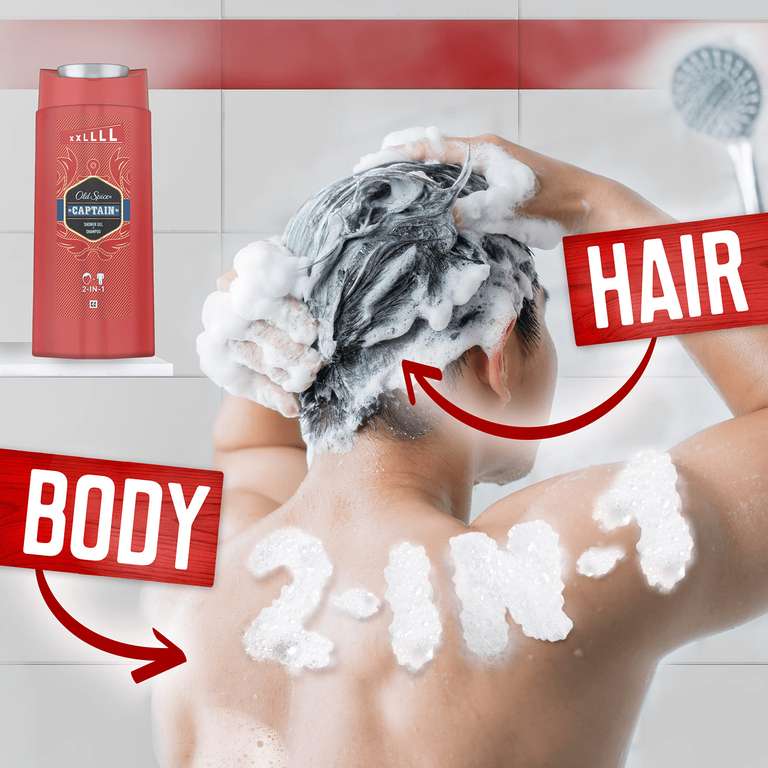 Old Spice Captain Shower Gel & Shampoo For Men, 2-In-1, 675ml (£3.80/£3.40 with Subscribe & Save)