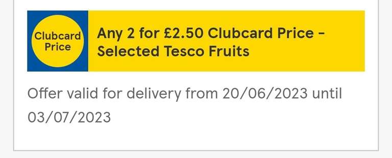 Any 2 for £2.50 Clubcard Price - Selected Tesco Fruits (e.g. Mangoes, Apples, Lemons) @ Tesco