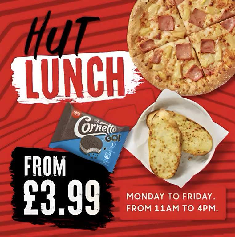 Lunch Deal - Small Pizza + Side (+£1 for a 500ml Drink) - Monday to Friday, 11am - 4pm - Selected Locations