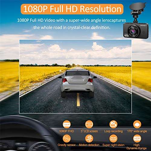 ORSKEY Dash Cam Front Rear + SD Card Inc 1080P Full HD In Car Camera Dual Lens Dashcam 170 £33.14 with voucher FB Amazon Sold by ORSKEY