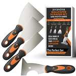 DIY Doctor - 4 Piece Wallpaper Scraper Tool Set - 3 Wallpaper Strippers w/ 1 Multifunctional Tool/Putty Knife