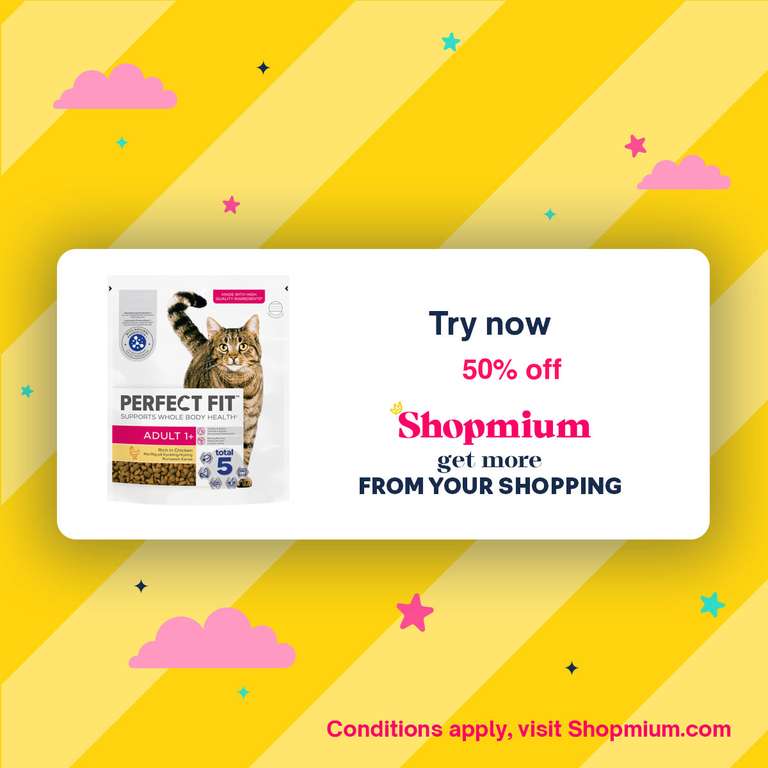 PERFECT FIT Dry Complete Cat Food all ages (50% cashback Via Shopmium App)