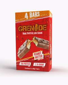 Grenade Peanut Butter Protein Bar 4 PACK- BBE JAN 2024
