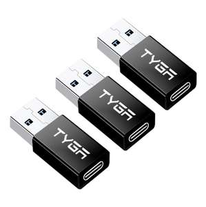 TYGA STORE USB Type C Female to USB Type A Male Adapter 5Gbps 3.0/3.1, Sync, Transfer, Charge, Plug & Play (3, Black), Sold By AMZ Cambridge