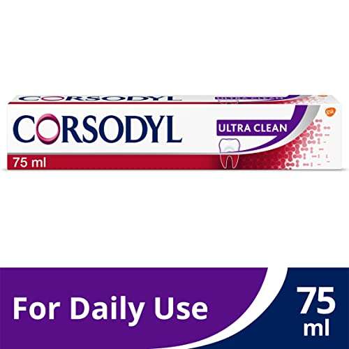 Corsodyl Ultra Clean Daily Gum Care/ Original Fluoride Toothpaste, 75ml £2.50 (£2.38 or less with s&s) @ Amazon