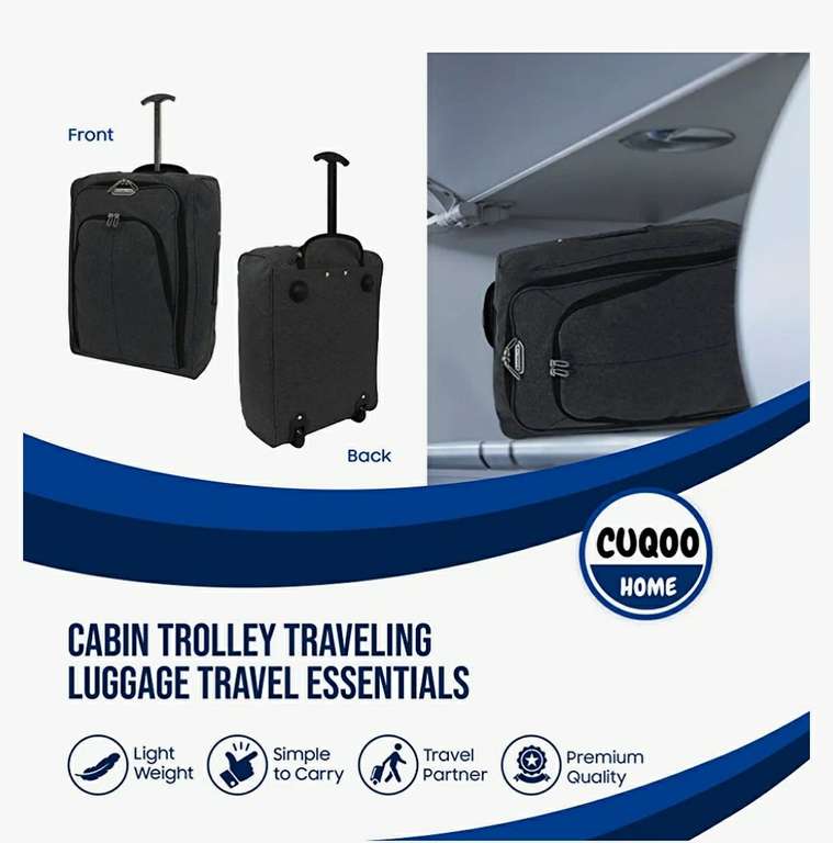 39L Cabin Luggage Travel bag available in 3 colors. 50x35x20cm. £19.99 - Sold by First Point Distribution / Fulfilled by Amazon @ Amazon