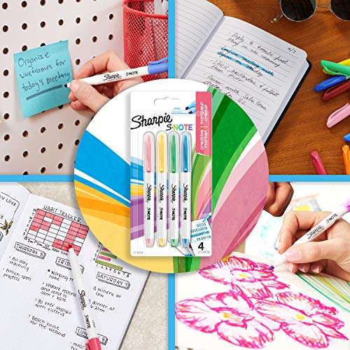 Sharpie S-Note Creative Colouring Marker Pens |Assorted Pastel Colours | Chisel Tip | 4 Count £2 @ Amazon