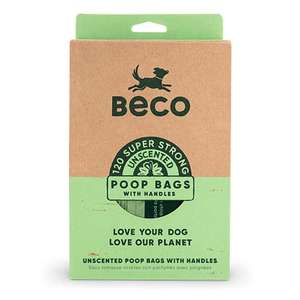 Beco Strong & Large Poop Bags - 120 Loose packed with Tie Handles - Box Dispenser - Unscented Dog Poo Bags £4.49 @ Amazon