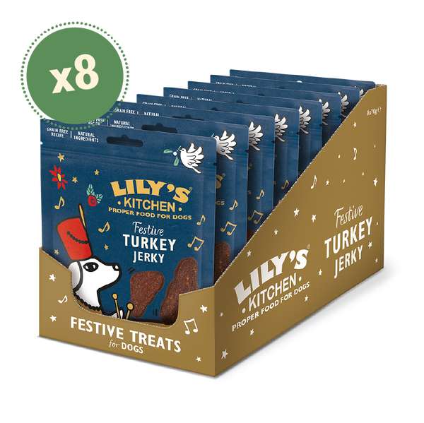 Festive Christmas Turkey Jerky (8 x 70g) £8.64 with code + Free UK Mainland Delivery @ Lily's Kitchen