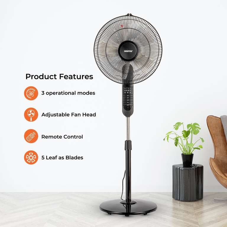 60W Oscillating Pedestal Fan with Remote Control £37.80 with code @ Geepas