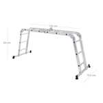 SONGMICS Multi-Purpose Aluminium 3.5m Ladder with 2 Metal Plates and 12 Steps - W/Code