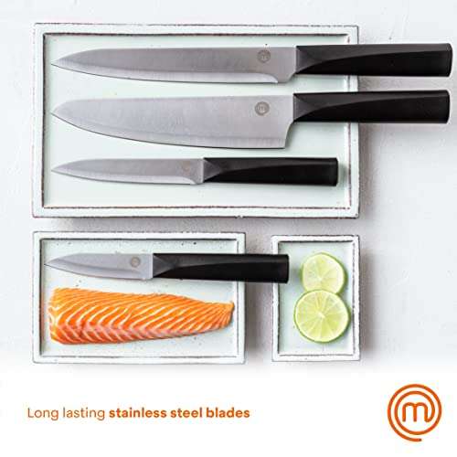 MasterChef Knife Set with Block 5 Kitchen Knives with Sharp Stainless Steel Blades