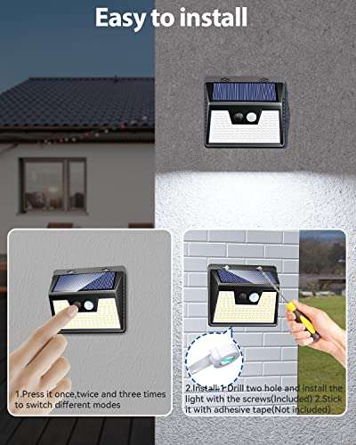 Peasur Solar Security Lights Outdoor Motion Sensor, [4 Pack/140LED] with voucher @ MEIYIYUAN / FBA