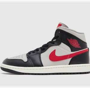 Air Jordan 1 Mid trainers in black college grey and gym red with code (possibly less depending on mystery discount) + free delivery