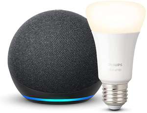 Amazon Echo Dot Smart Speaker 4th Gen + Philips Hue White E27/B22 Bulb + Tumbler Glass - £30.99 (Free collection) @ John Lewis & Partners