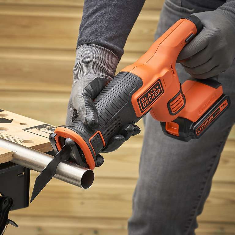 BLACK+DECKER 18V Cordless Reciprocating Saw + 1.5Ah Battery & Charger + Free Gift - Free C&C