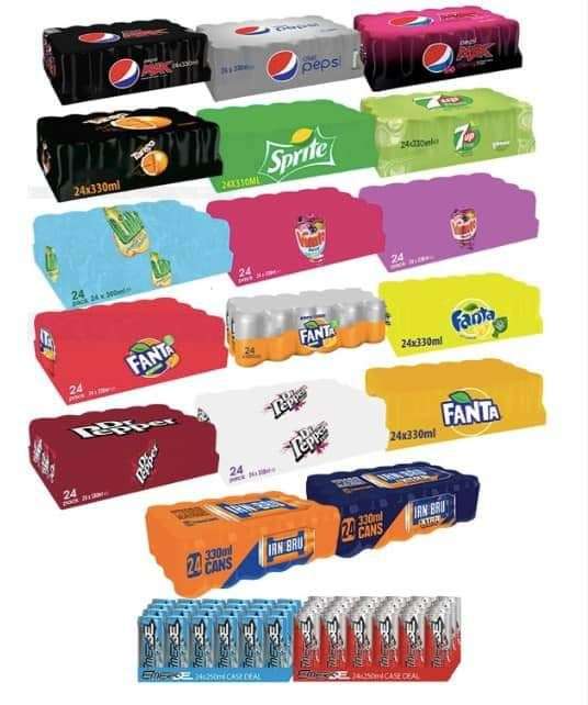 3 For £21 - 24 x 330ml Can Cases of Pepsi Max/Cherry Fanta Fruit Twist/Lemon-7up Free- Lucozade & More - £21 @ The Food Warehouse (Trafford)