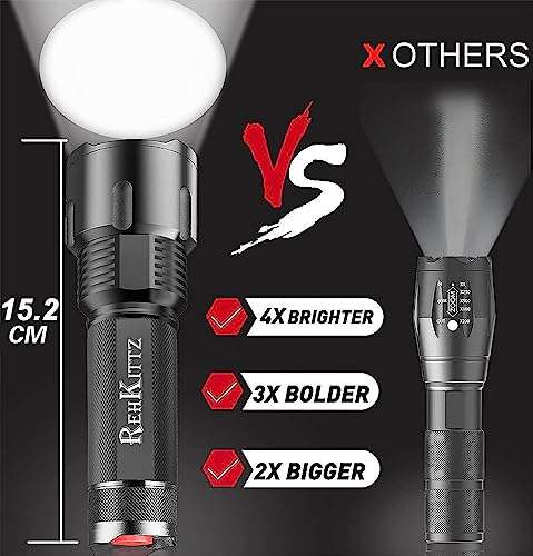 REHKITTZ Torch LED Torches Super Bright, 3300 lumens - With voucher Sold by 4US FBA