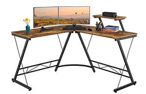Yaheetech L-Shaped Computer Desk Wood Corner Desk with Monitor Stand 130 x 130 x 96.5 cm (w/voucher) @ Yaheetech UK
