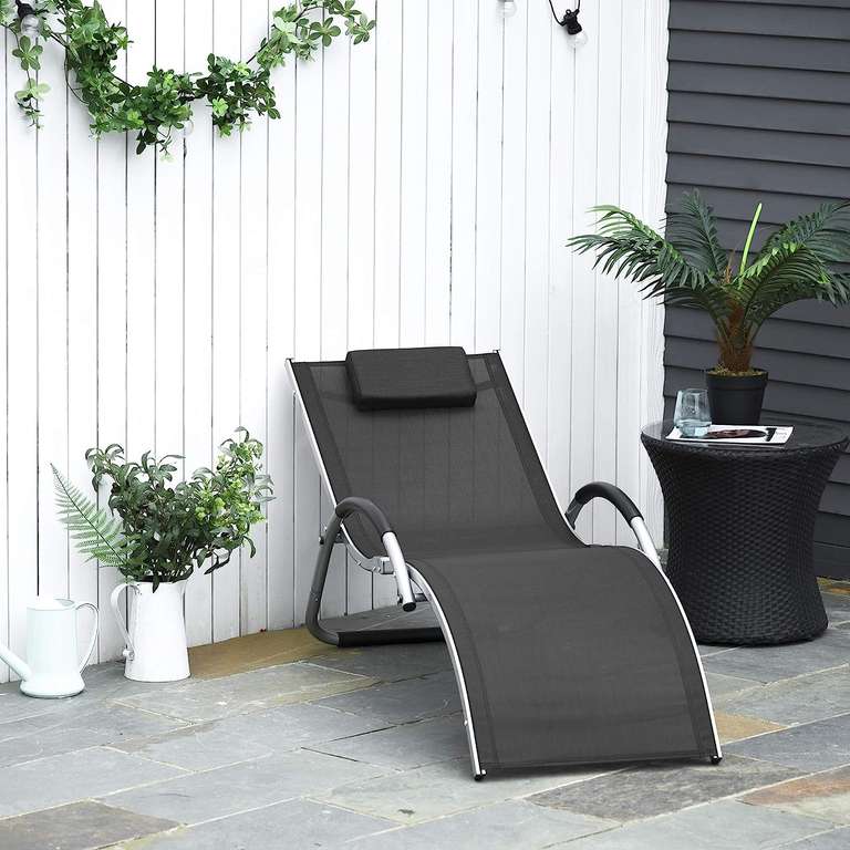 Outsunny Sun Lounger Reclining Portable Armchair with Pillow, Khaki Dispatches and Sold by MHSTAR