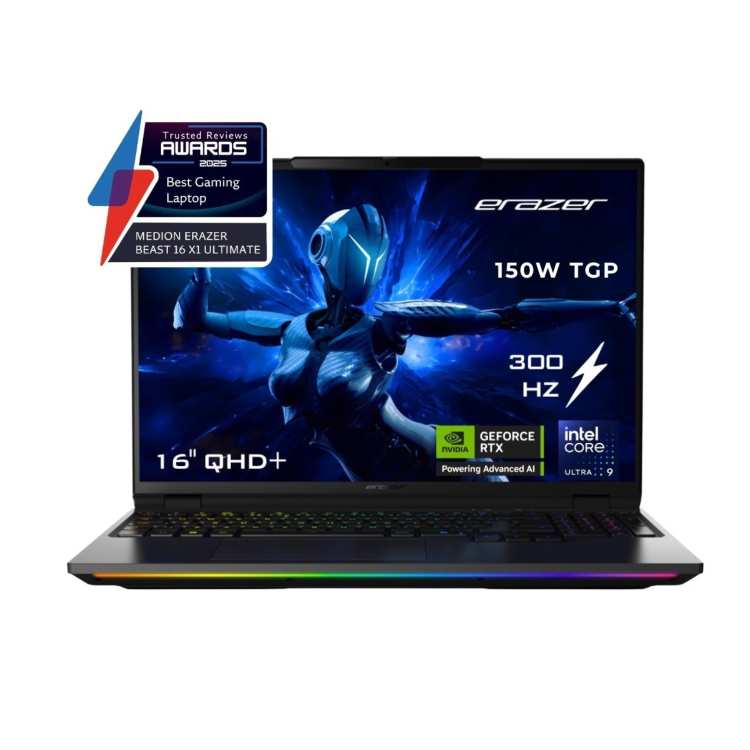 Medion ERAZER Beast 16 X1 Ultimate 16" MiniLED QHD 300Hz Ultra 9 275HX RTX 5090 32GB RAM 2TB SSD Windows 11 Gaming Laptop