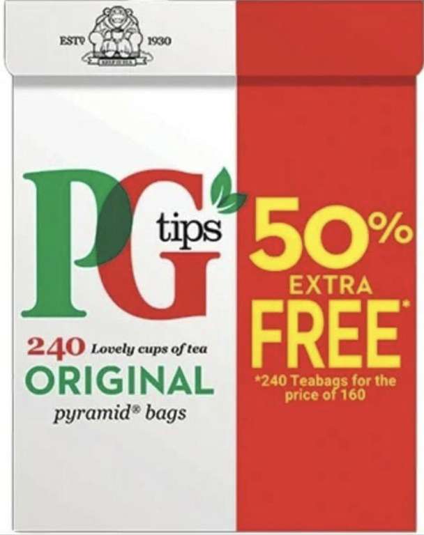 PG Tips - 240 x 4 (960 tea bags in total) - £12 @ Farmfoods