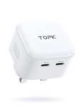 TOPK USB C Plug Fast Charge, TOPK 40W[20W+20W] 2-Port USB C Charger Plug - £8.49 @ Topkdirect / Amazon