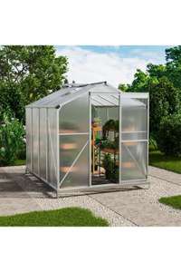 Aluminium Hobby Greenhouse with Base and Window Opening sold and delivered by Living and Home
