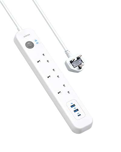 Anker Extension Lead with 1 Power Delivery 18W USB-C Port, 2 PowerIQ USB Ports, and 3 AC Outlets - £21.99 @ AnkerDirect / Amazon