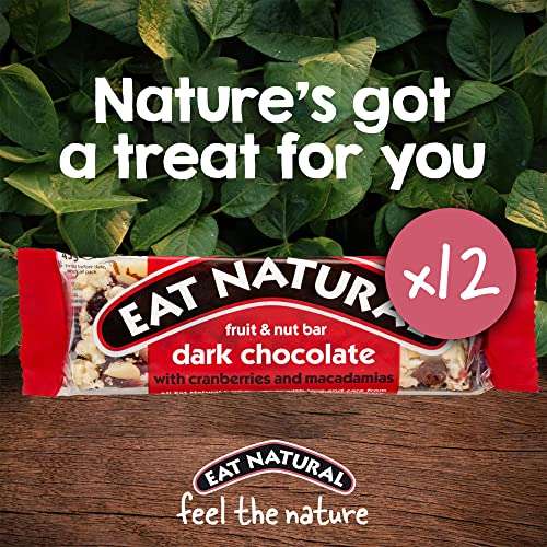 Eat Natural Bars 45g (Pack of 12), Dark Chocolate, Cranberries & Macadamias - £7.36 @ Amazon