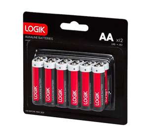 LOGIK LAA1216 AA Alkaline Batteries - Pack of 12 (Free Click and Collect)