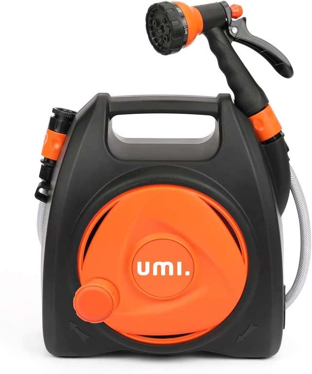 Umi Garden Hose Reel 7-in-1 Spray Nozzle with 10M Hose Sold by GS Basics