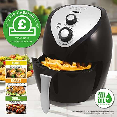 Daewoo Healthy Living Family 3.6L Oil Free 1400W Fast Frying Fryer with Rapid Air Flow Circulation - £29.99 @ Amazon