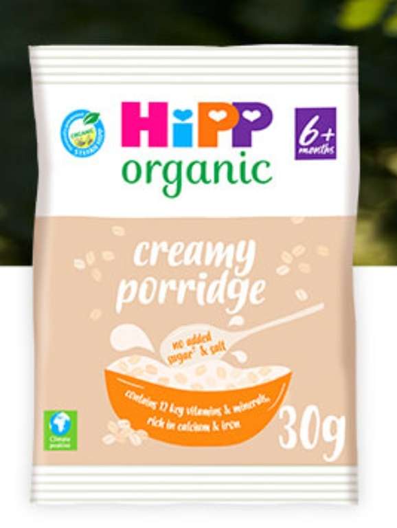 Free HiPP Organic Creamy Porridge Baby Cereal 6+ Months Sample
