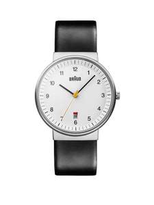 Braun Gents QA Stainless Steel Case White Dial Black Leather Strap Watch free C&C