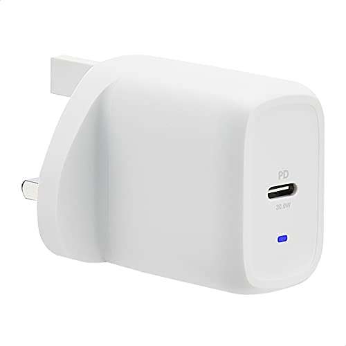 Amazon Basics 30W One-Port GaN USB-C Wall Charger, White (non-PPS)