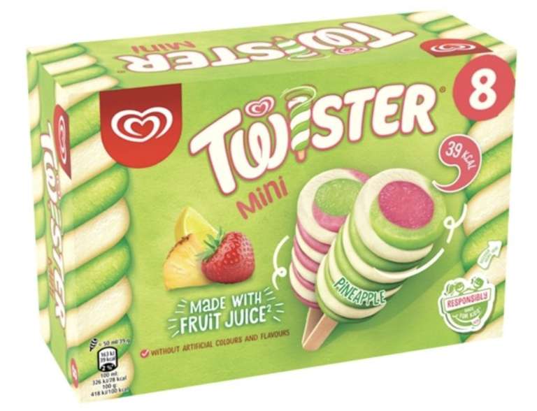 8 Pack Mini Twister Ice Lollies - National