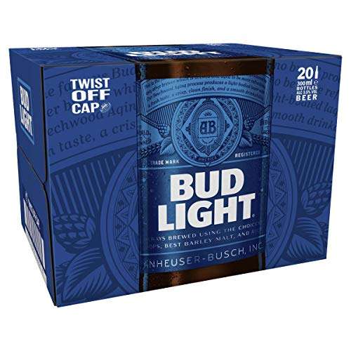 Bud Light Lager Beer Bottle, 20 x 300 ml - £15 @Amazon ( Get any 2 for £20 )